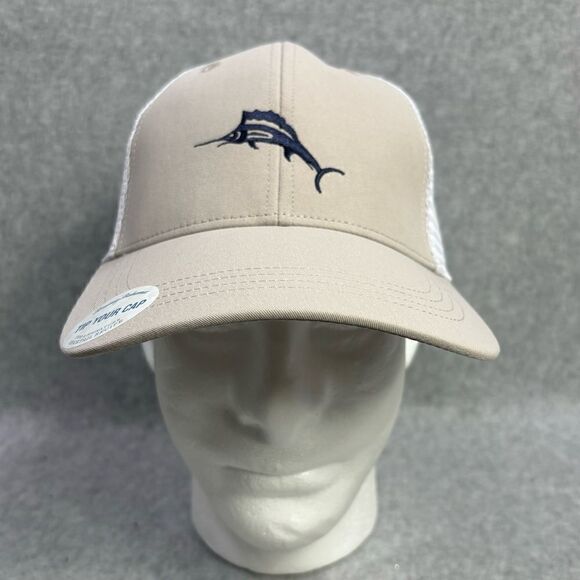 Tommy Bahama Hat Tip Your Cap Baseball Trucker Hat Adjustable White & Tan New - Picture 1 of 5